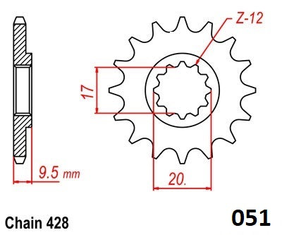 Moto-Master Motorcycle Nitro Steel Front Sprocket 61.051.12
