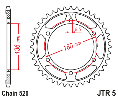 JT Steel Rear Sprocket JTR5