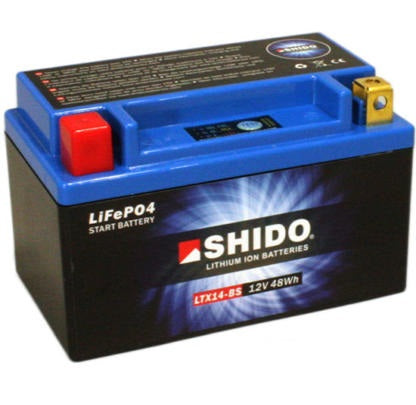 Shido Motorcycle Battery LTX14-BS LITHIUM ION YTX14-BS