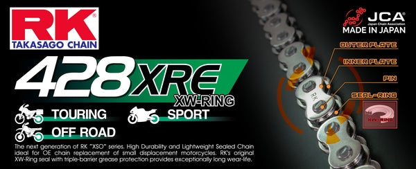 RK 428XRE XW-Ring Motorcycle Chain Gold