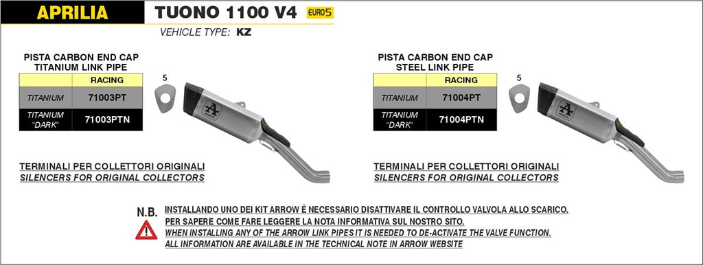 Arrow Motorcycle Exhaust - Aprilia Tuono V4 1100: 2021 - 2024