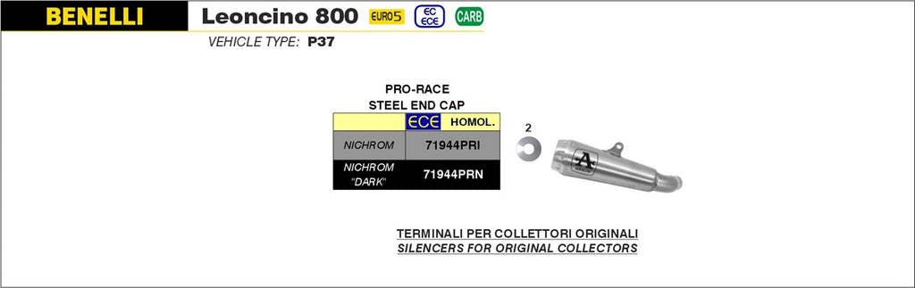 Arrow Motorcycle Exhaust - Benelli Leoncino 800: 2022 - 2024