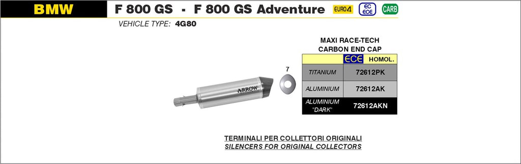 Arrow Motorcycle Exhaust - BMW F800GS: 2017 - 2018