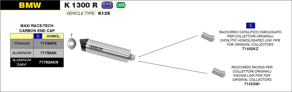 Arrow Motorcycle Exhaust - BMW K1300R: 2009 - 2016