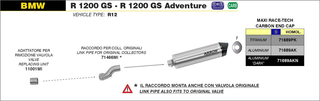 Arrow Motorcycle Exhaust - BMW R1200GS Adventure: 2010 - 2012