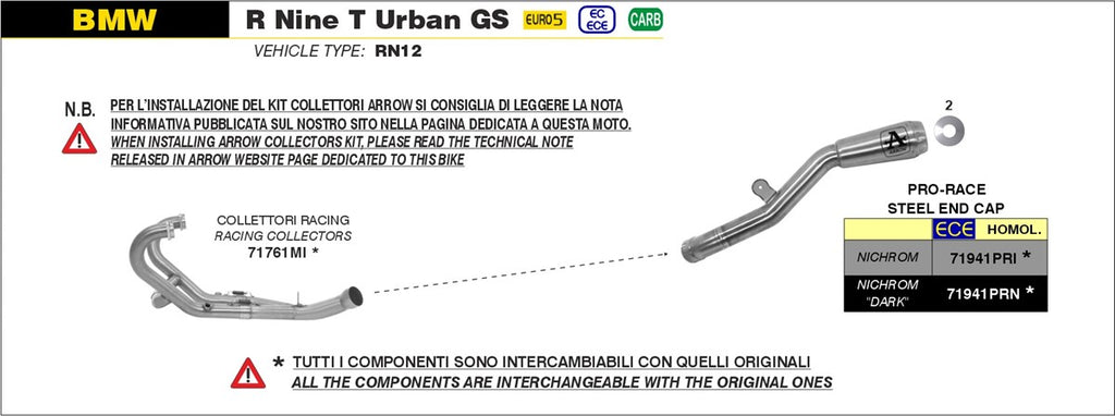 Arrow Motorcycle Exhaust - BMW R nineT Urban GS: 2021 - 2024
