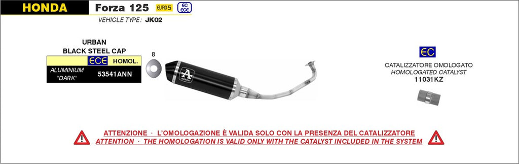 Arrow Motorcycle Exhaust - Honda Forza 125: 2021 - 2024