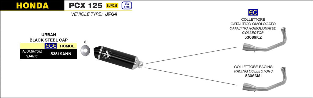 Arrow Motorcycle Exhaust - Honda PCX125: 2017
