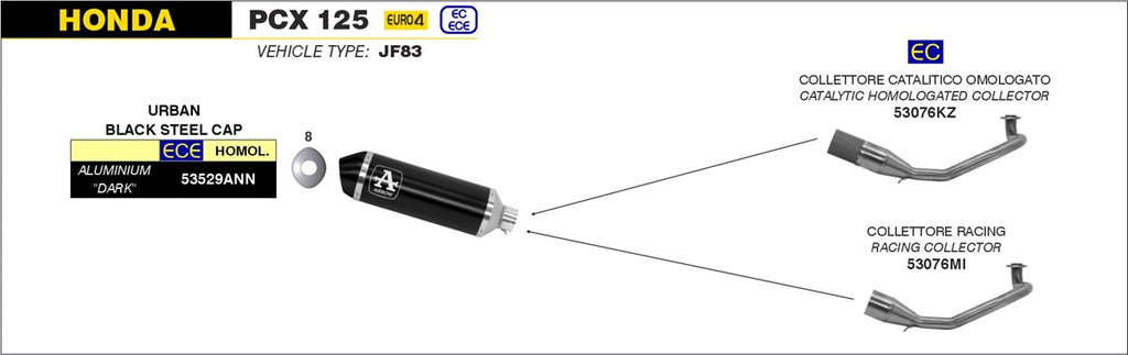 Arrow Motorcycle Exhaust - Honda PCX125: 2018 - 2020