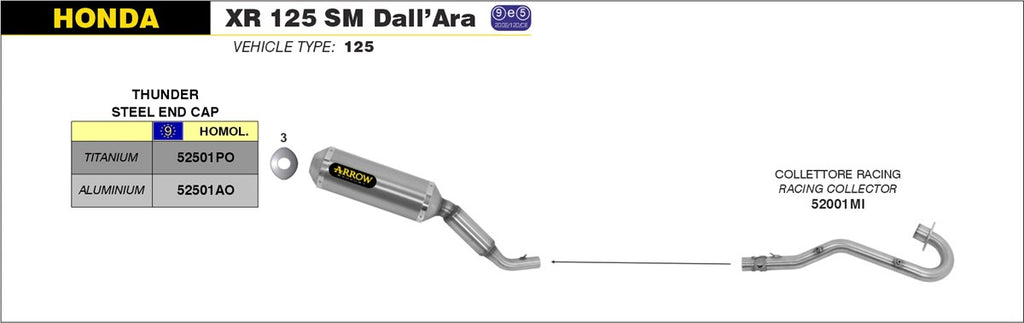 Arrow Motorcycle Exhaust - Honda XR125SM Dall'Ara: 2004 - 2005