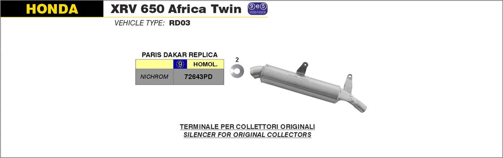 Arrow Motorcycle Exhaust - Honda XRV650 Africa Twin: 1988 - 1989