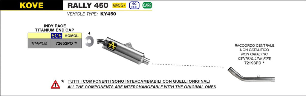 Arrow Motorcycle Exhaust - Kove Rally 450: 2023 - 2024