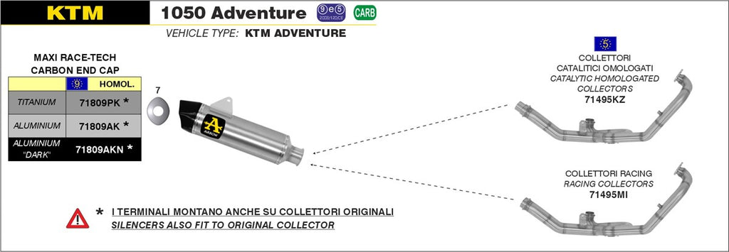 Arrow Motorcycle Exhaust - KTM 1050 Adventure: 2015 - 2016