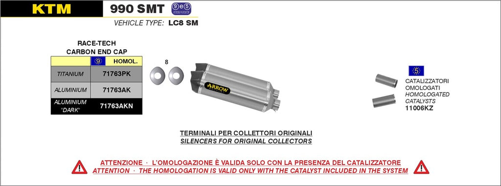 Arrow Motorcycle Exhaust - KTM 990 SMT: 2009 - 2013