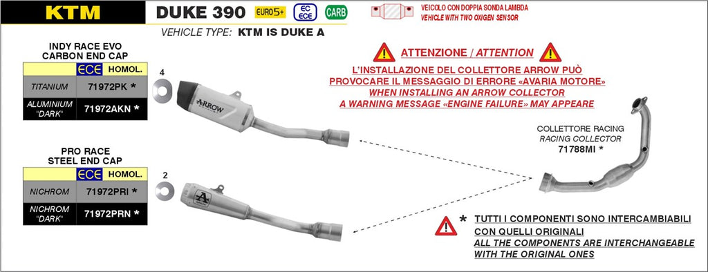 Arrow Motorcycle Exhaust - KTM Duke 390: 2024