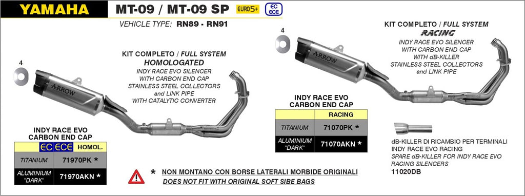 Arrow Motorcycle Exhaust - Yamaha MT-09SP: 2024