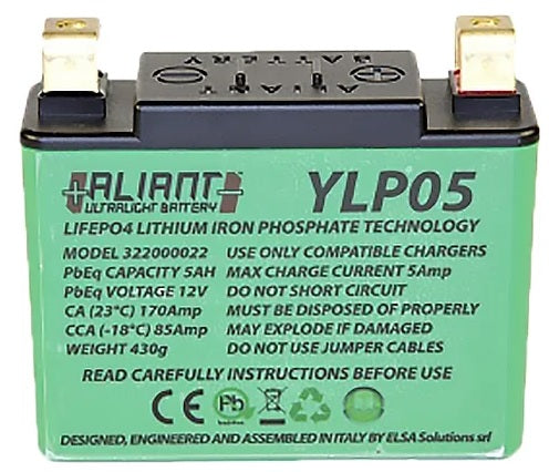 Aliant LiFePO4 Motorcycle Battery - 12v 5Ah equivalent